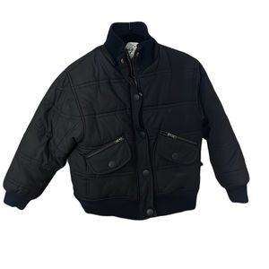 Climate control cropped insulated black puffer winter jacket